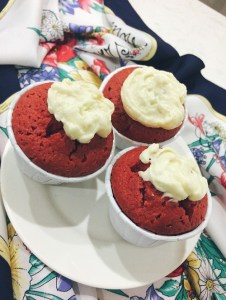 Red velvet With Custard Cream As Topping