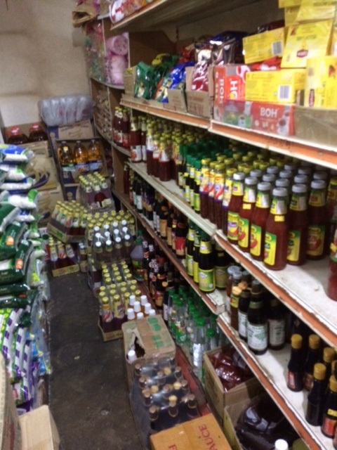 Wide range of bottles in sundry shop