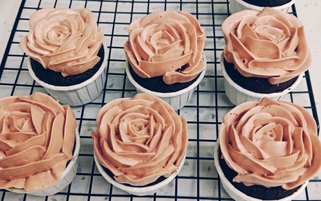 Chocolate cupcake with buttercream roses