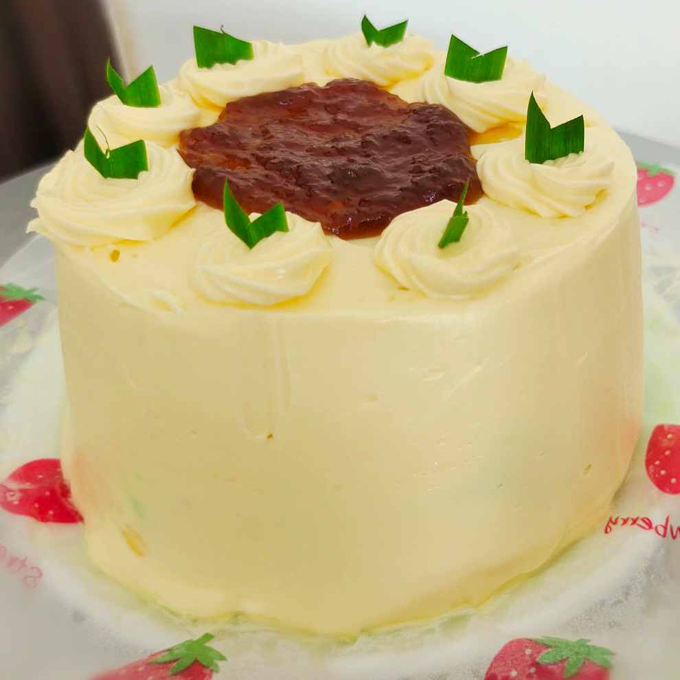 Kek Pandan drizzled with Gula Melaka