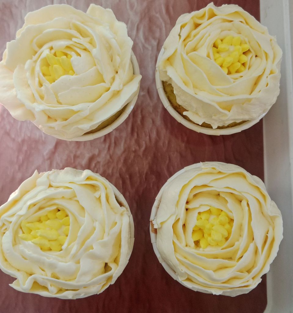 Handmade Cupcake with Peony Buttercream